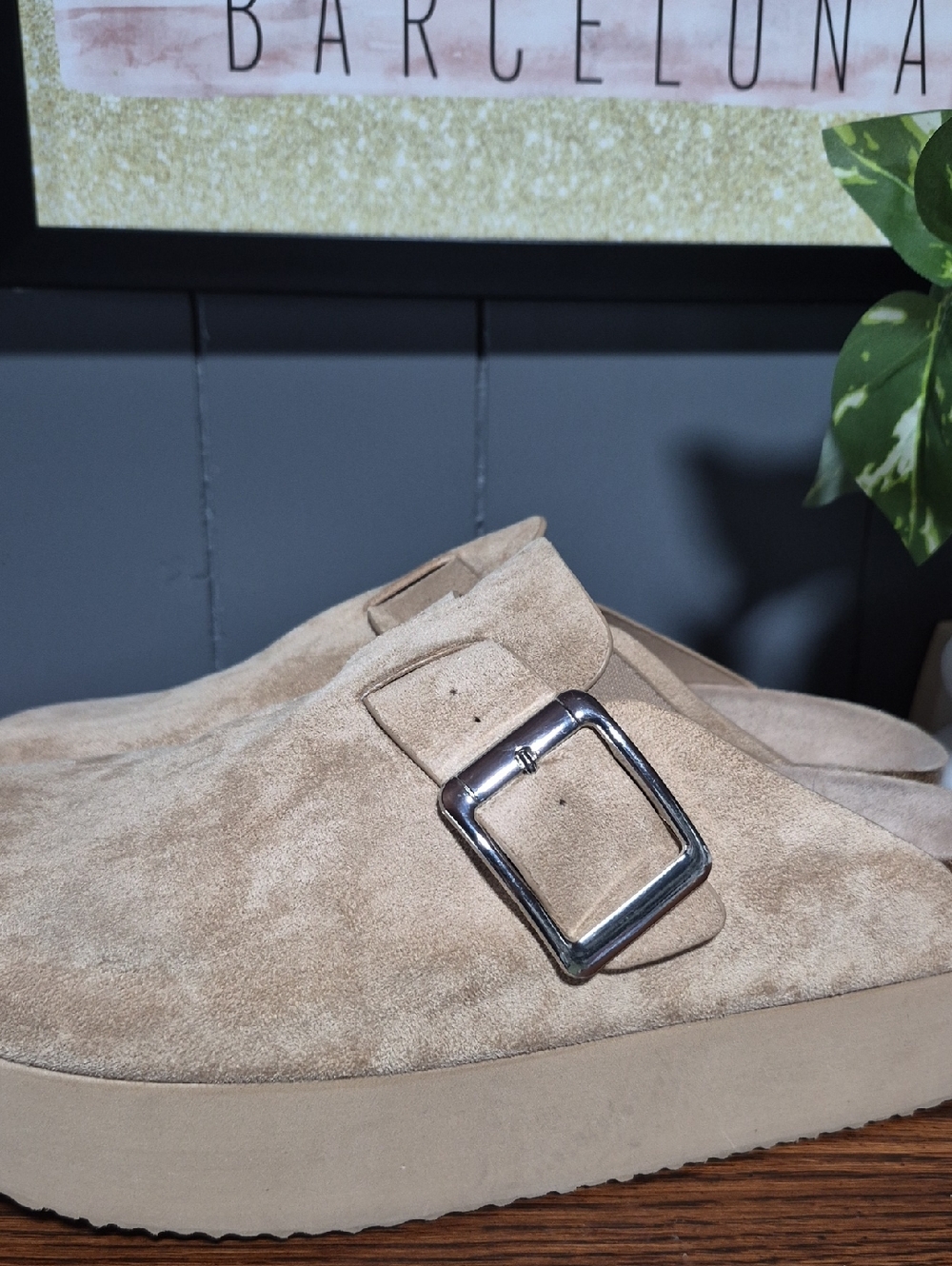 NYC Suede Buckle Clogs - Picture 3 of 6